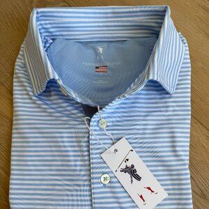 Fairway & Greene Sky Blue Stripe Golf Polo